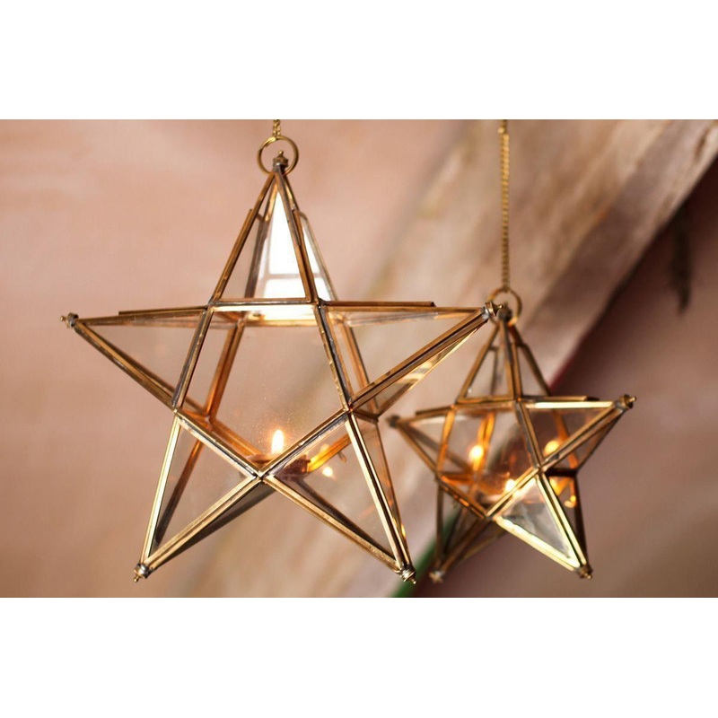 Antique Brass Glass Star Antique Brass