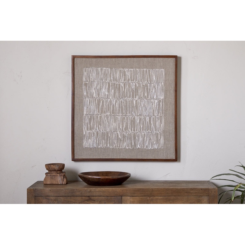 Birala Hand Stitched Wall Art – Natural Natural