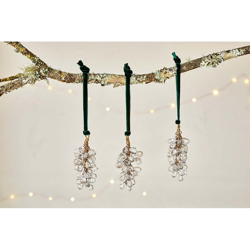 Danvi Glass Drop Baubles – Brass & Clear (Set of 3) Brass & Clear