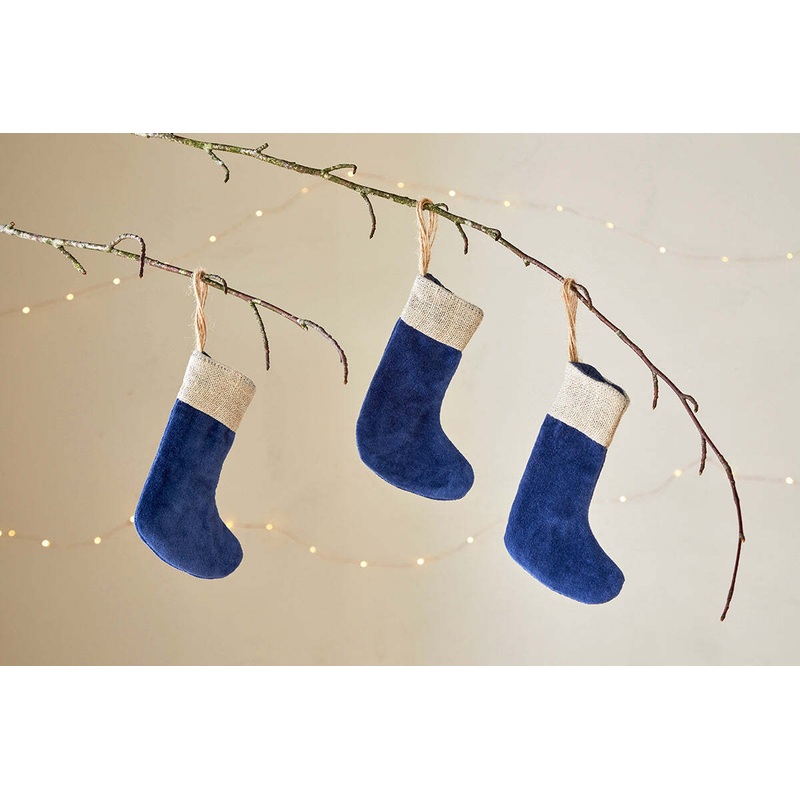 Karru Cotton Velvet Mini Stockings – Indigo (Set of 3) Indigo