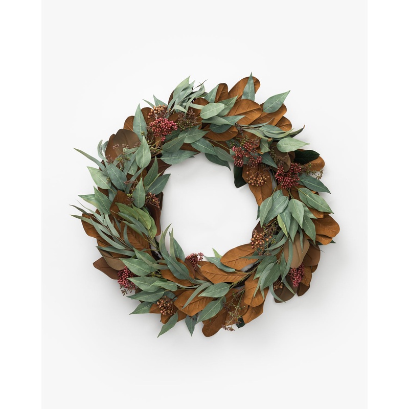 30″ Faux Magnolia & Eucalyptus Wreath