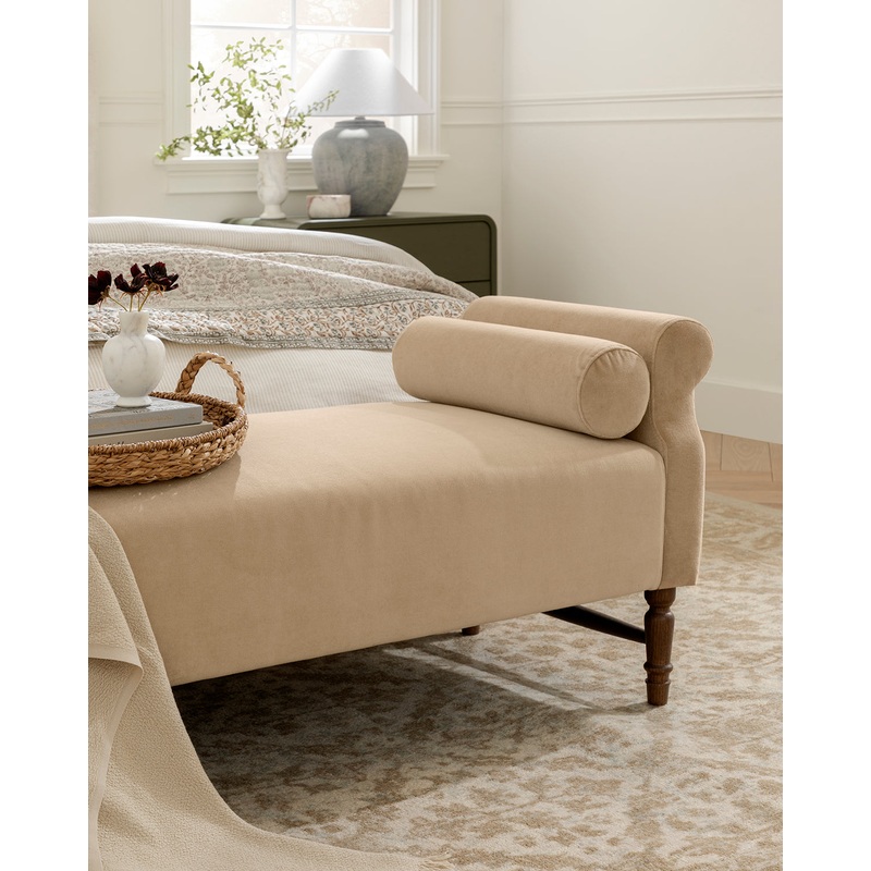 Asher Bench Charcoal & Ivory Stripe Linen