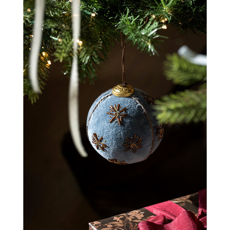 4″ Embroidered Velvet Baubles (Set of 3)