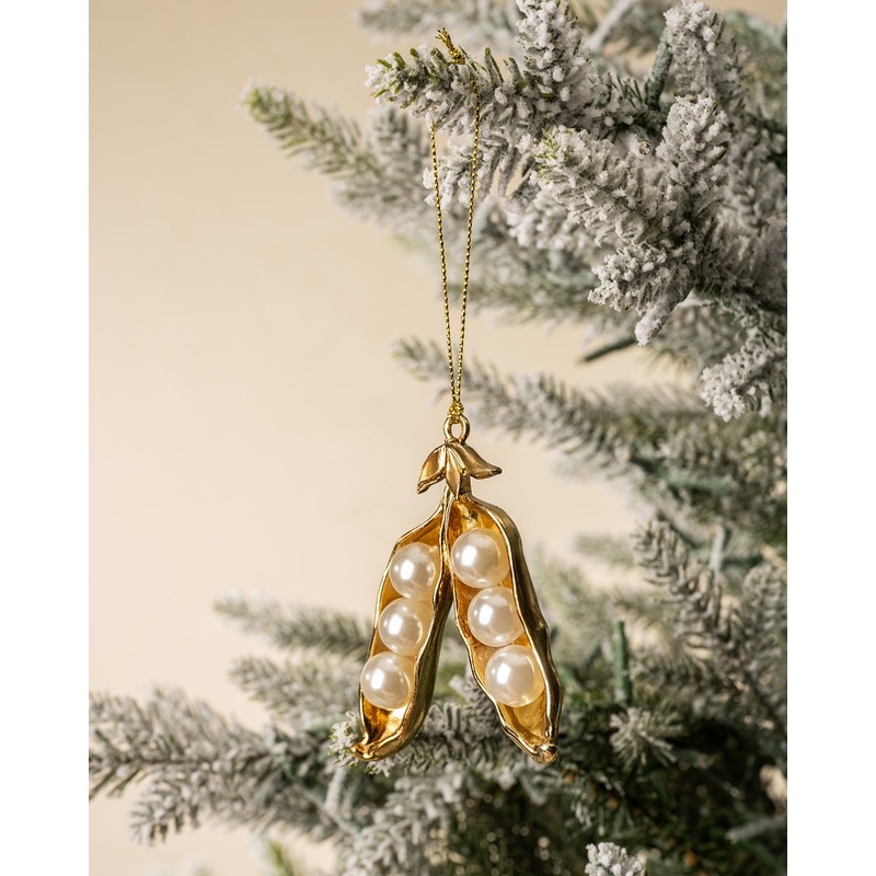 Faux Pearl Pea Pod Ornament