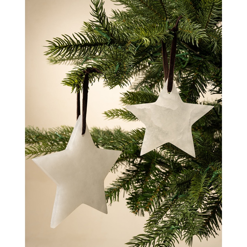 Alabaster Star Ornaments (Set of 2)
