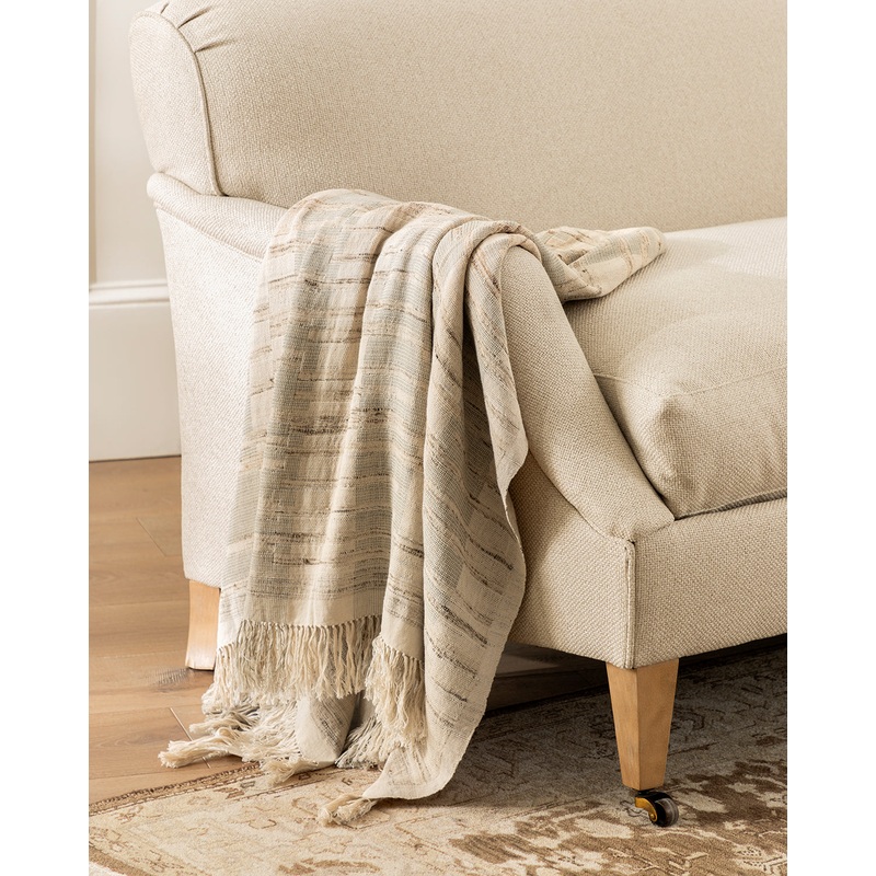 Theodora Block Stripe Throw Beige