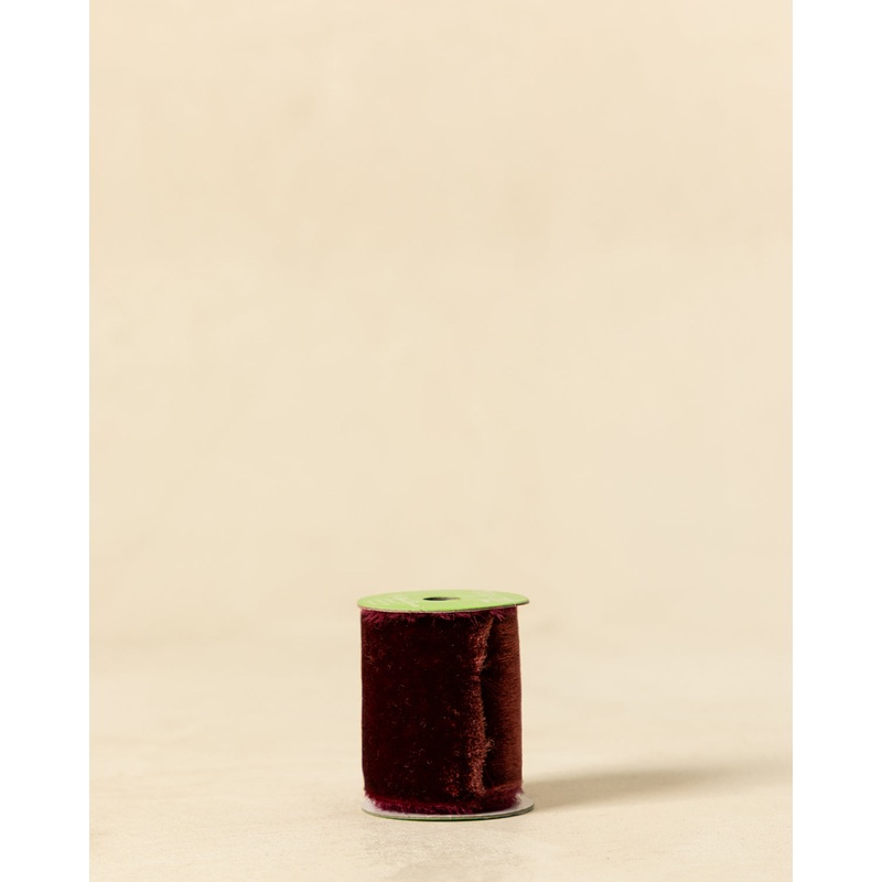 1-3/8″ Silk Velvet Ribbon with Frayed Edge Burgundy