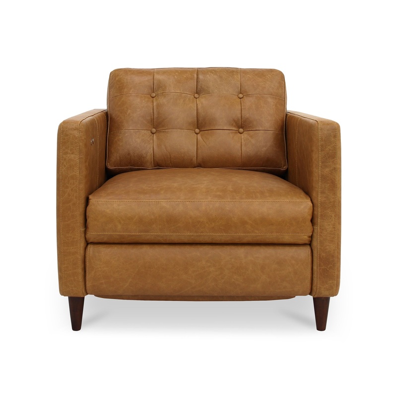 Vargas Power Recliner Chair Tan Leather