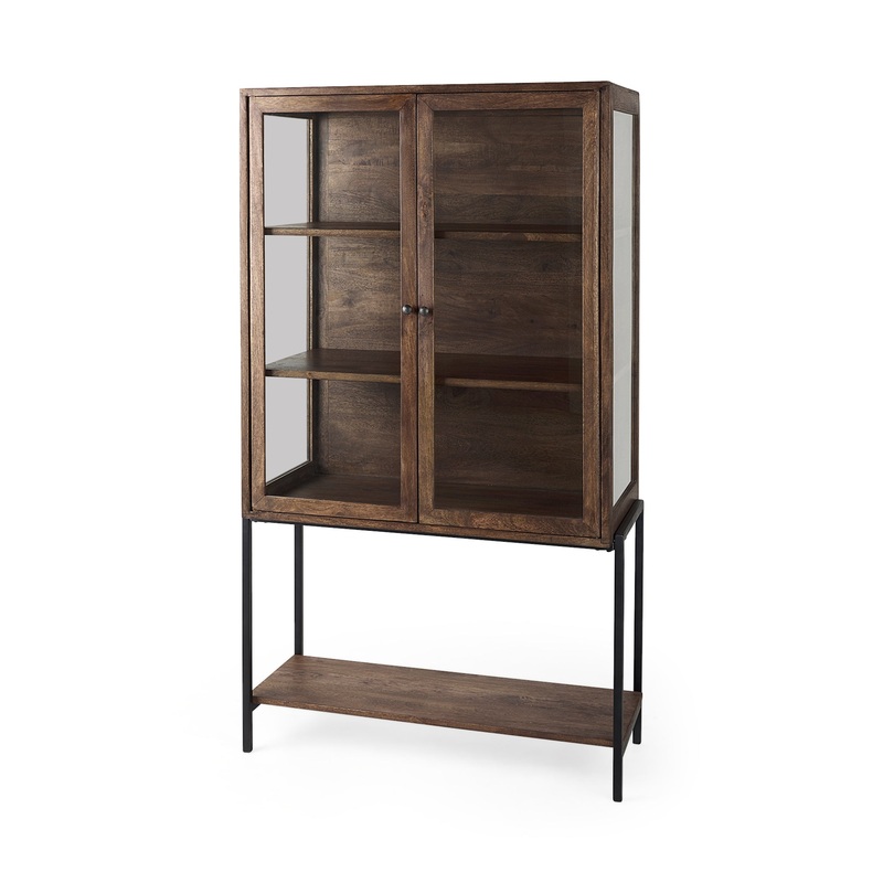 Alistair Medium Brown Wood Display Cabinet