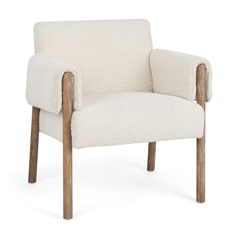 Avery Cream Boucle Fabric Arm Chair