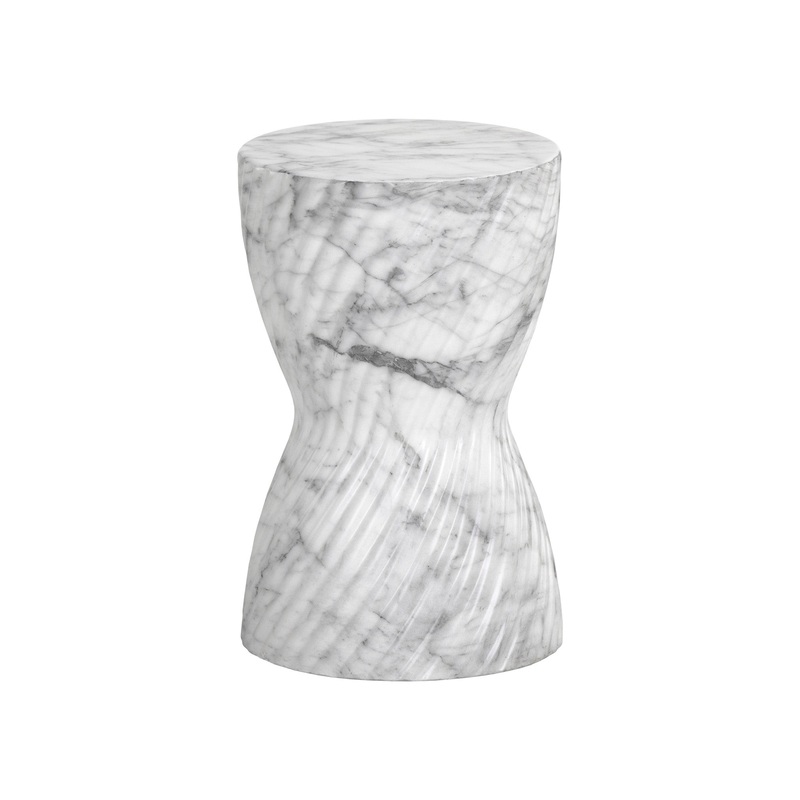 Charlotte Outdoor End Table in White Marble Look