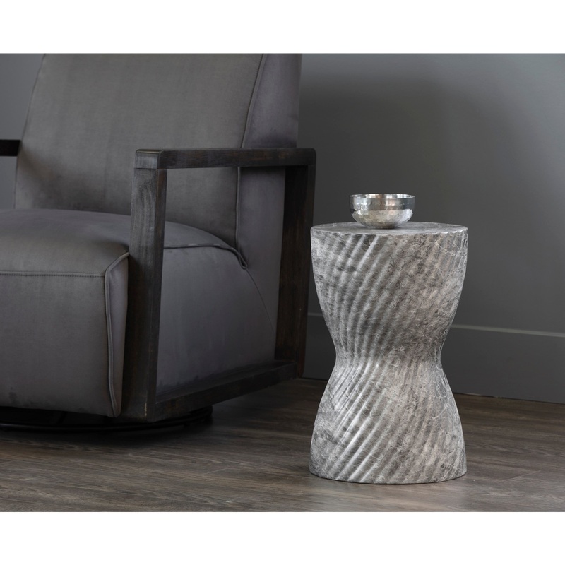 Charlotte Outdoor End Table in Grey Marble Look