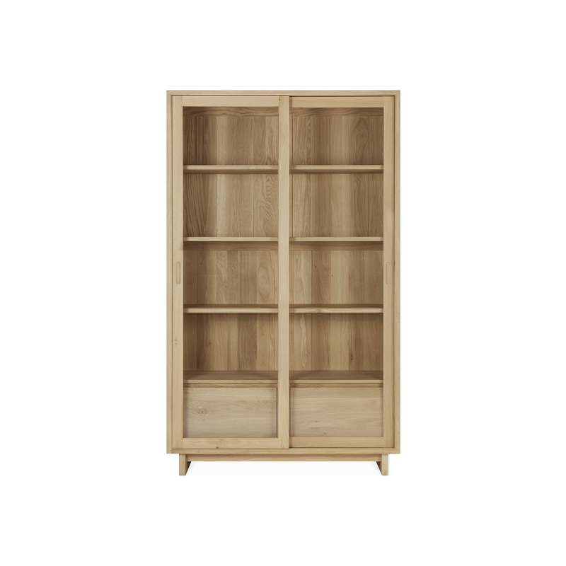 Wave 2 Sliding Doors and 2 Inside Drawers Cupboard in Oak