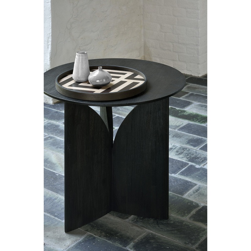 Fin Side Table in Varnished Teak Black