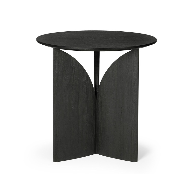Fin Side Table in Varnished Teak Black