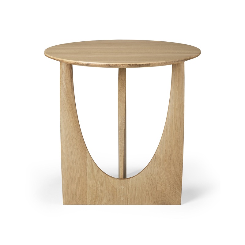Geometric Side Table in Varnished Oak