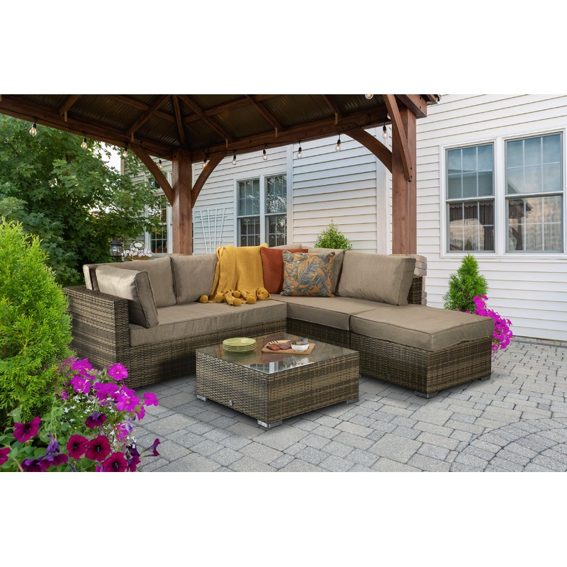 Savannah Corner Group Sofa Set in Natural