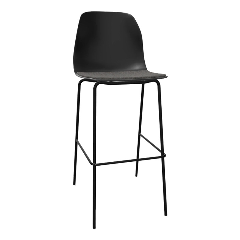 Pelican 08 Bar Stool – 4 Leg, Black Lacquered Metal – Seat Upholstered