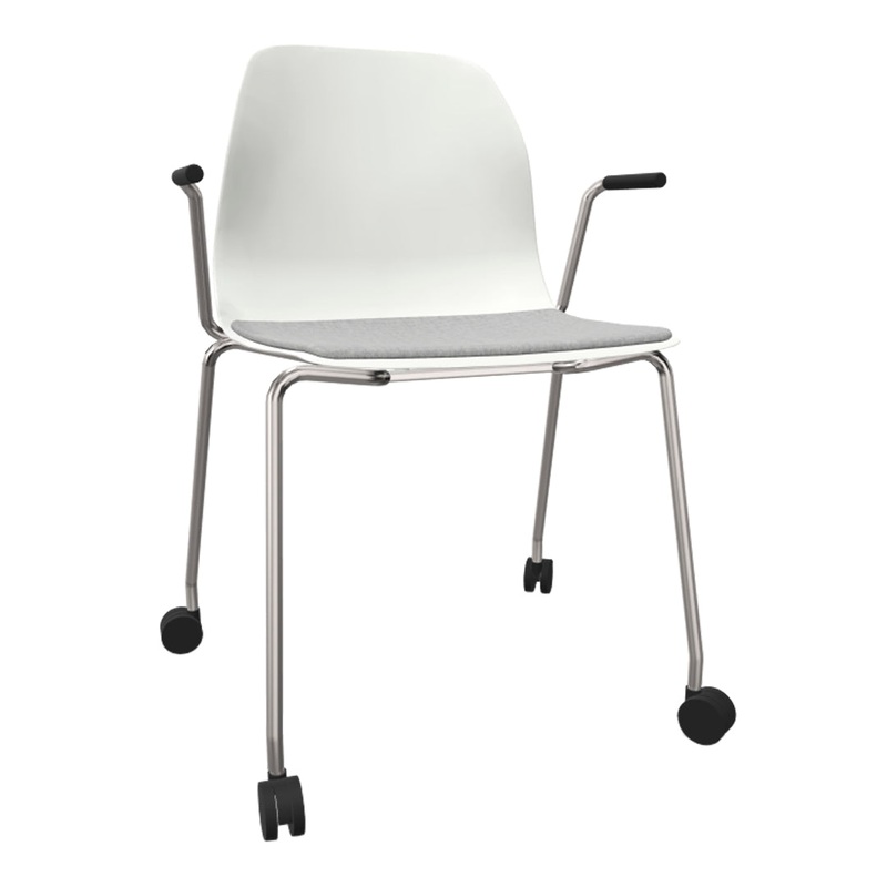 Pelican 08 Open Arm Chair – 4 Leg w/ Casters – Seat Upholstered