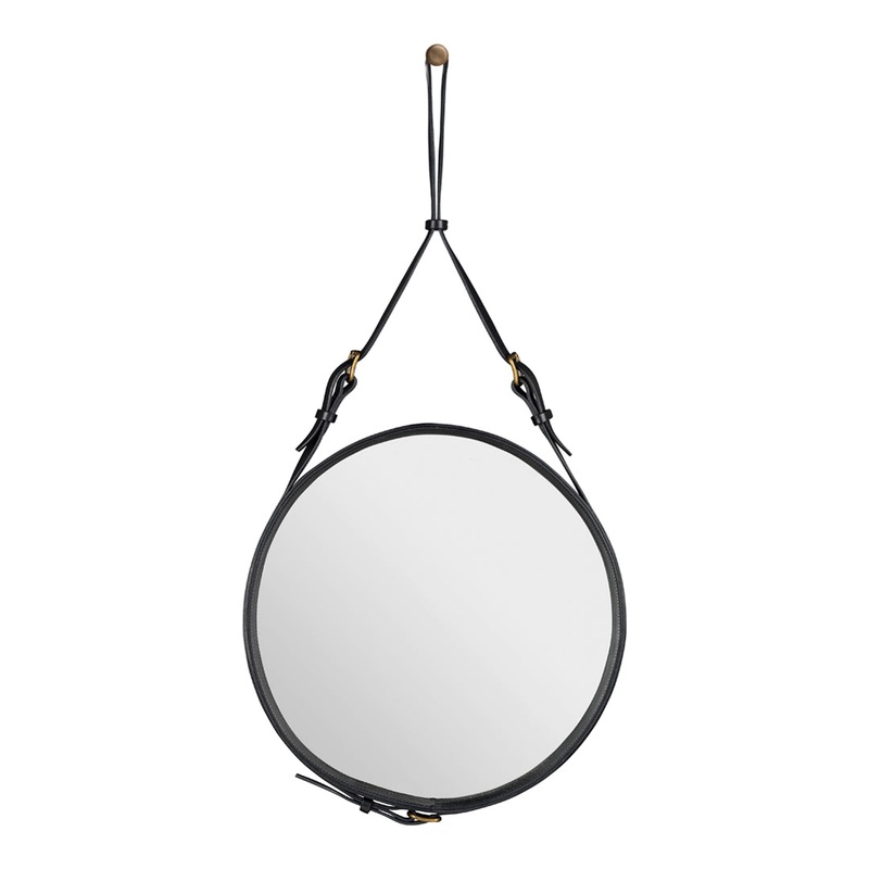 Adnet Circular Mirror Cream Leather