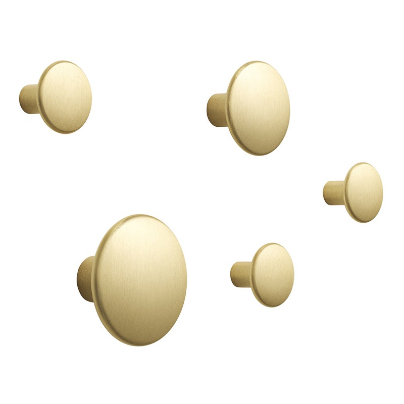 The Dots Metal Coat Hooks – Set of 5 Brass Dots
