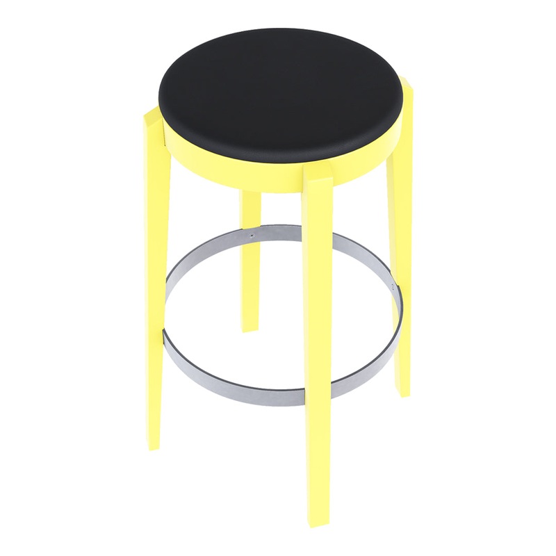 Punton Bar/Counter Stool w/ Stainless Steel Metal Ring – Upholstered – Beech Pigment Frame