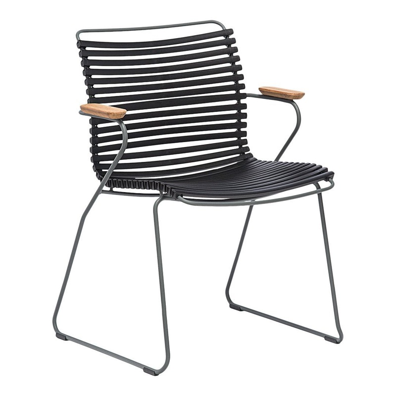 Click Outdoor Dining Chair w/ Armrests Lamella Black