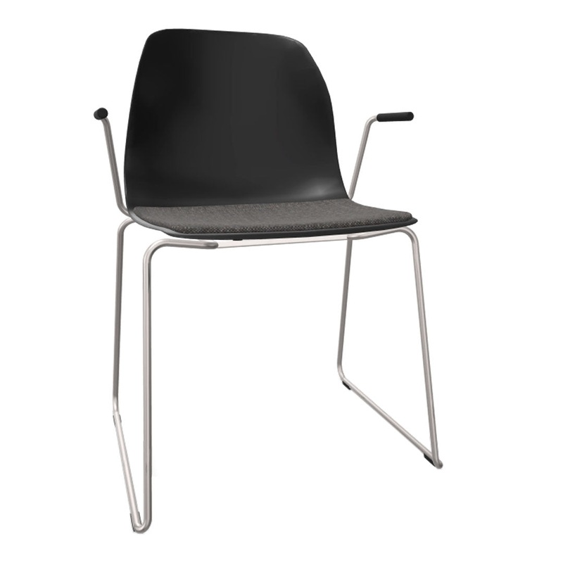 Pelican 09 Open Arm Chair – Sled Base – Seat Upholstered