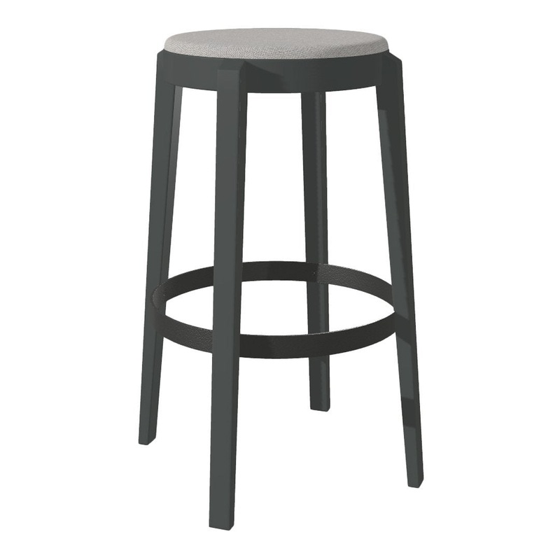 Punton Bar/Counter Stool w/ Black Metal Ring – Upholstered – Beech Pigment Frame