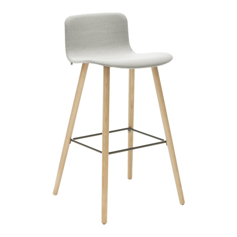 Sola Bar Stool – 4 Leg Low Backrest Wood Base – Fully Upholstered