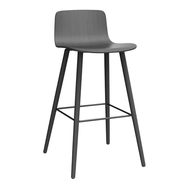 Sola Bar Stool – 4 Leg Low Backrest Wood Base – Unupholstered