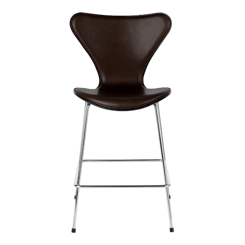 Series 7 Counter Stool – Clear Lacquered – Front Upholstered