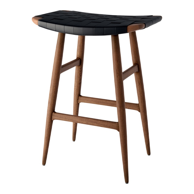 Freja Counter Stool – Leather Stripe Seat