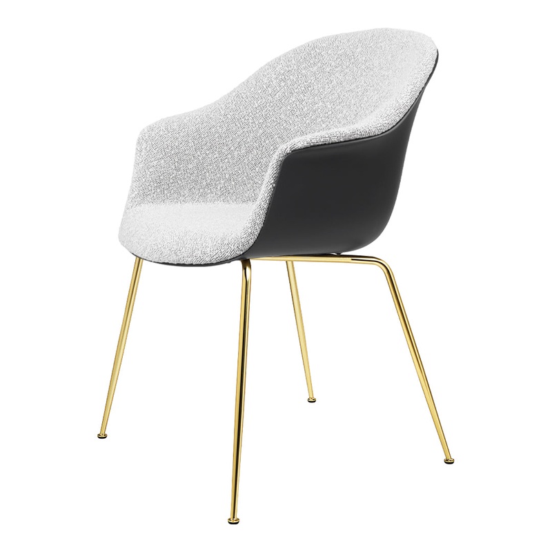 Bat Dining Chair – Brass Semi Matt Conic Base – Front Upholstered