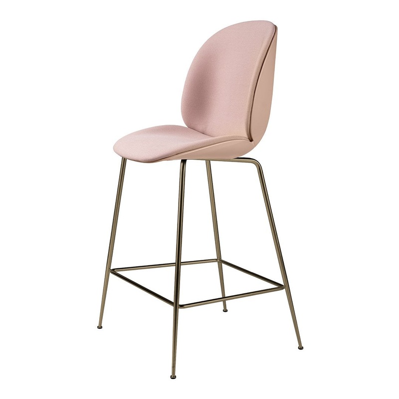 Beetle Counter Chair – Front Upholstered – Antique Brass Base