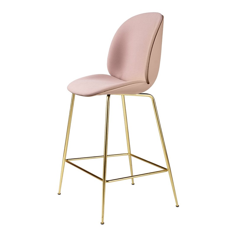 Beetle Counter Chair – Front Upholstered – Brass Semi Matt Base