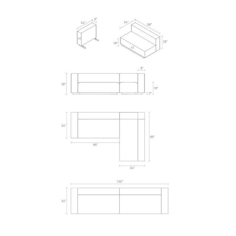 Cleon Small Sectional Sofa Maharam Mode in Clavicle