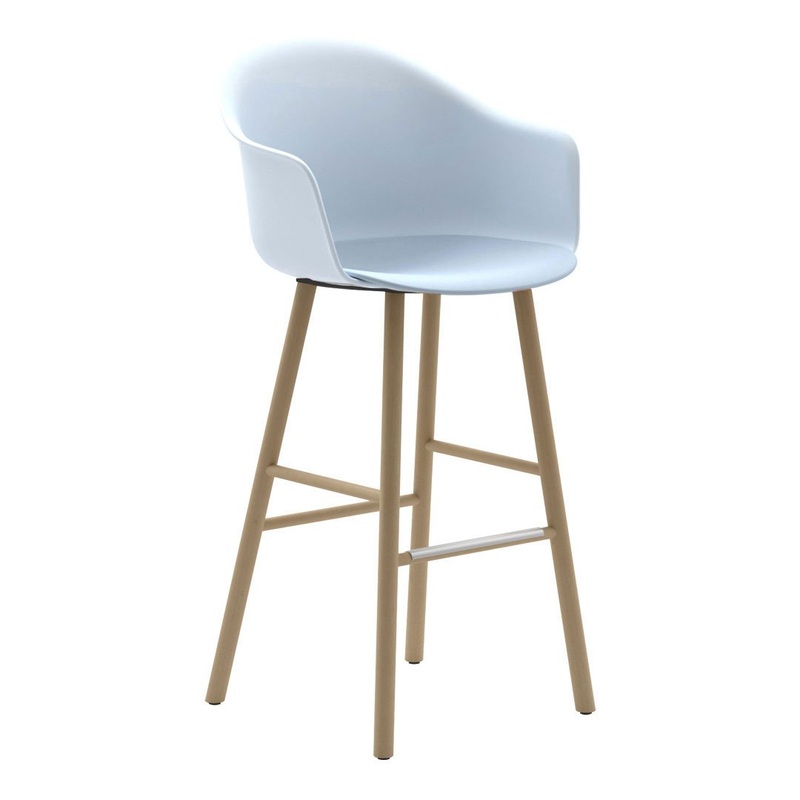 Mani Plastic Armshell Bar Stool – Wood Legs