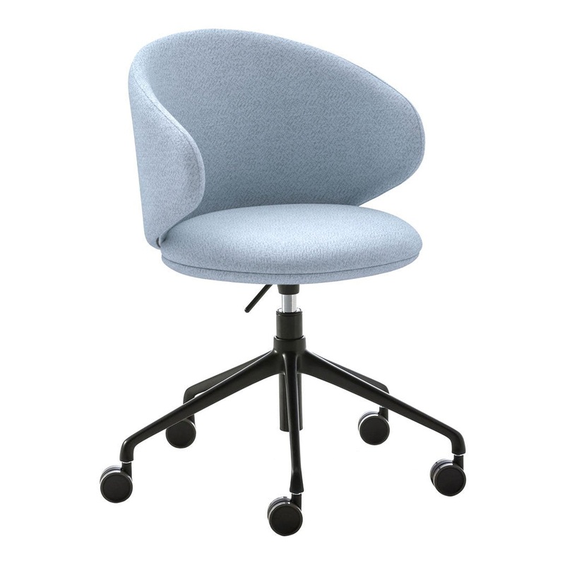 Belle Swivel Armchair w/ Gas Lift & Casters – Upholstered