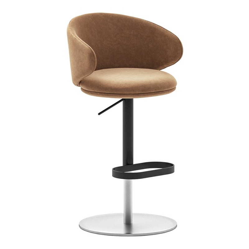 Belle Bar Stool – Swivel Disc Base w/ Gas Lift – Upholstered