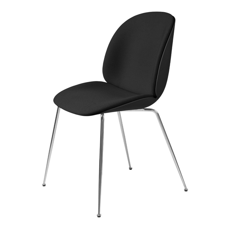 Beetle Dining Chair – Front Upholstered – Chrome Conic Base