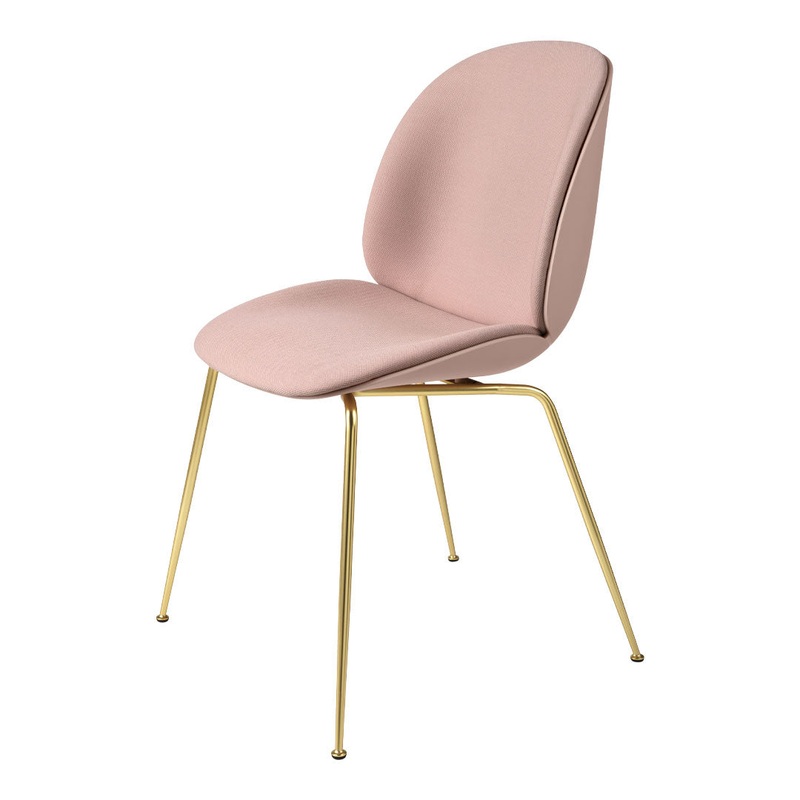 Beetle Dining Chair – Front Upholstered – Brass Semi Matt Conic Base