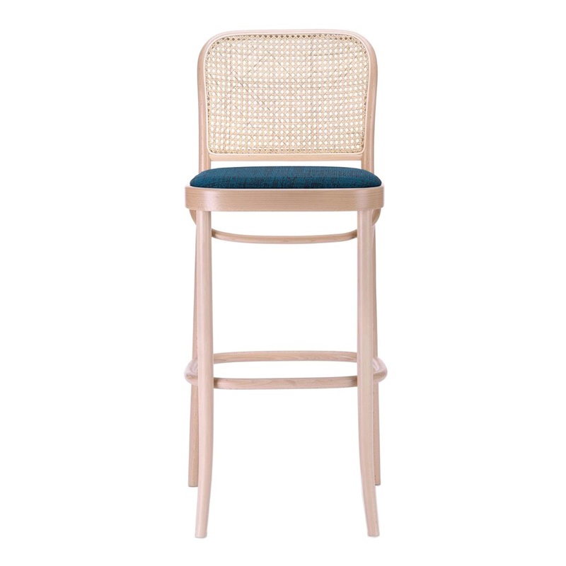Barstool 811 – Cane Back & Seat Upholstered – Beech Frame
