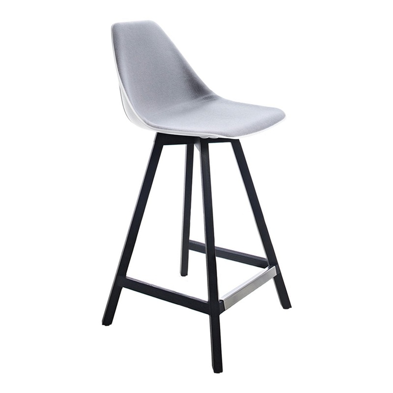 X Counter Stool w/ Wood Base – Front Upholstered