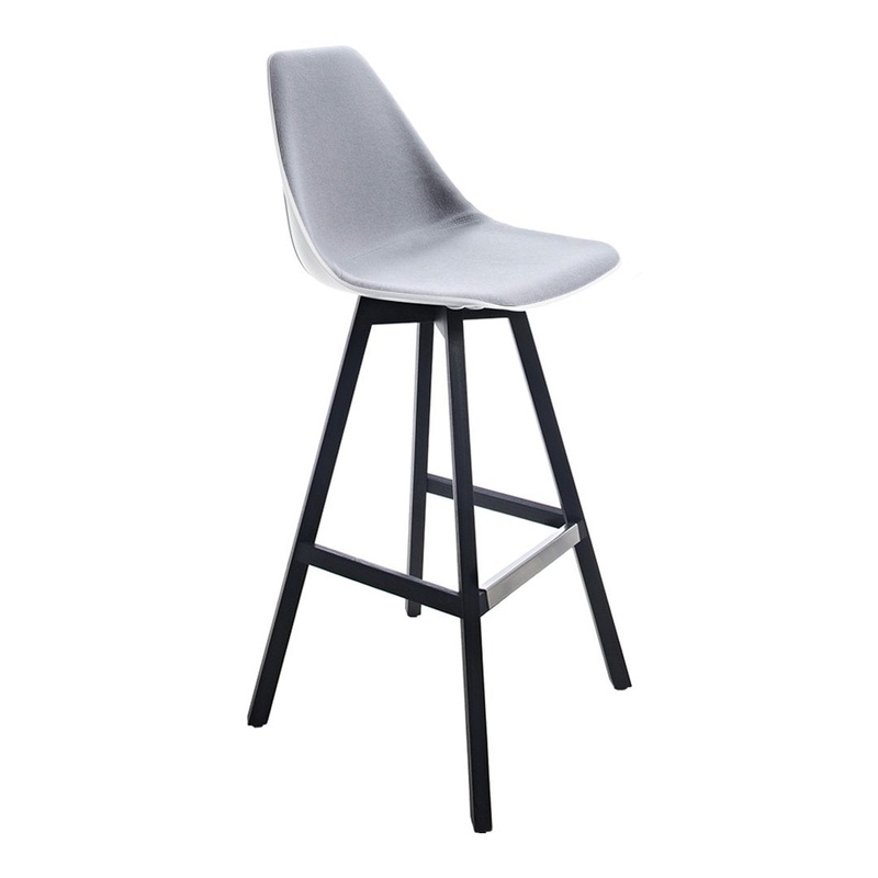 X Bar Stool w/ Wood Base – Front Upholstered
