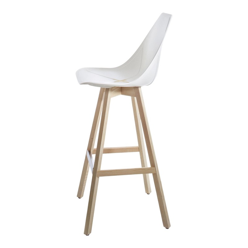 X Bar Stool w/ Wood Base