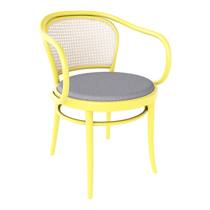 Armchair 33 – Cane Back & Seat Upholstered – Beech Pigment Frame