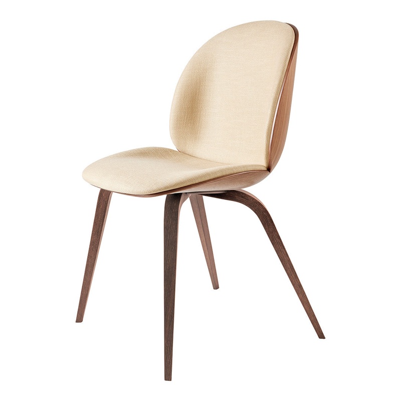 Beetle Dining Chair – Front Upholstered – Wood Base – 3D Veneer Shell