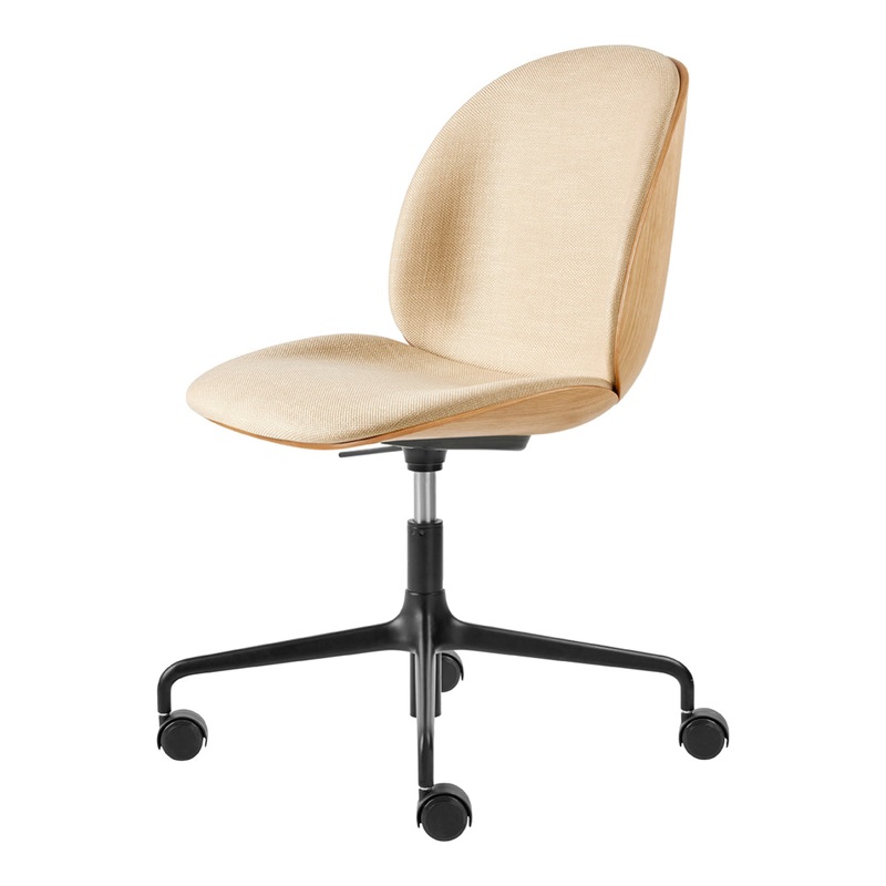 Beetle Meeting Chair – 4-Star Base w/ Casters – Height Adjustable – Front Upholstered – Veneer Shell