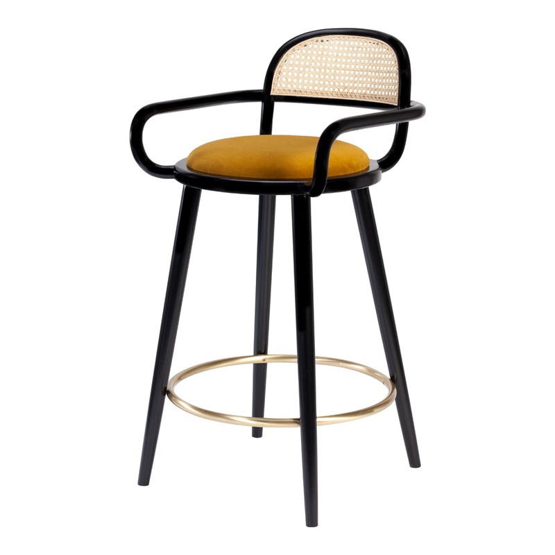 Luc Bar Chair – Upholstered Seat – Lacquered Footring